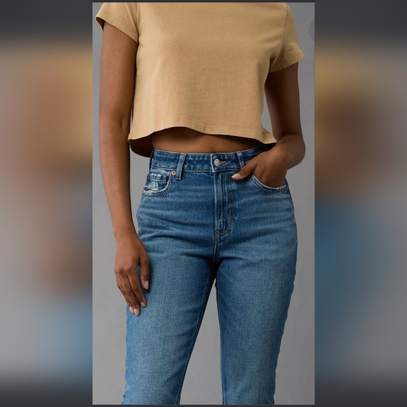 AEO MOM jeans high waisted five pocket ankle length long like new stretch tall - Picture 5 of 17